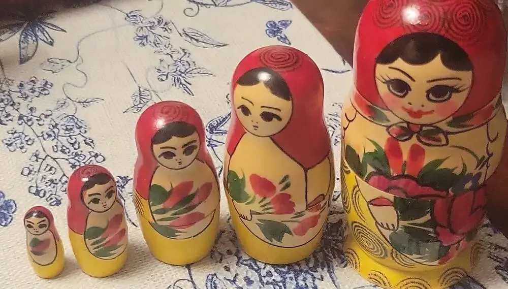 Traditional Semenov Floral Hand-Painted Wooden Russian Nesting Doll Matryoshka